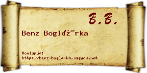 Benz Boglárka névjegykártya